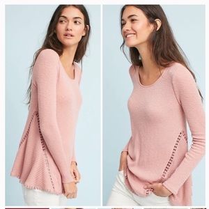 Anthropologie Eri + Ali Pink Crochet Thermal Top